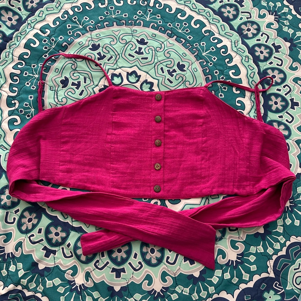 Lotus and Luna Cruising Crop Top Magenta OSFM